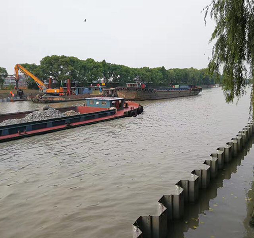 萍乡定位船打桩机水上施工